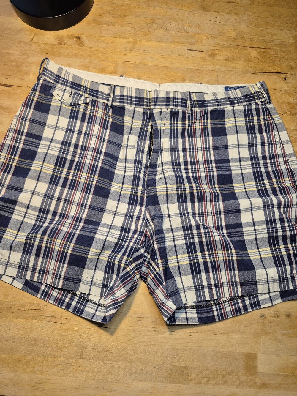 Polo by Ralph Lauren Navy, & White Plaid Flat Front Shorts